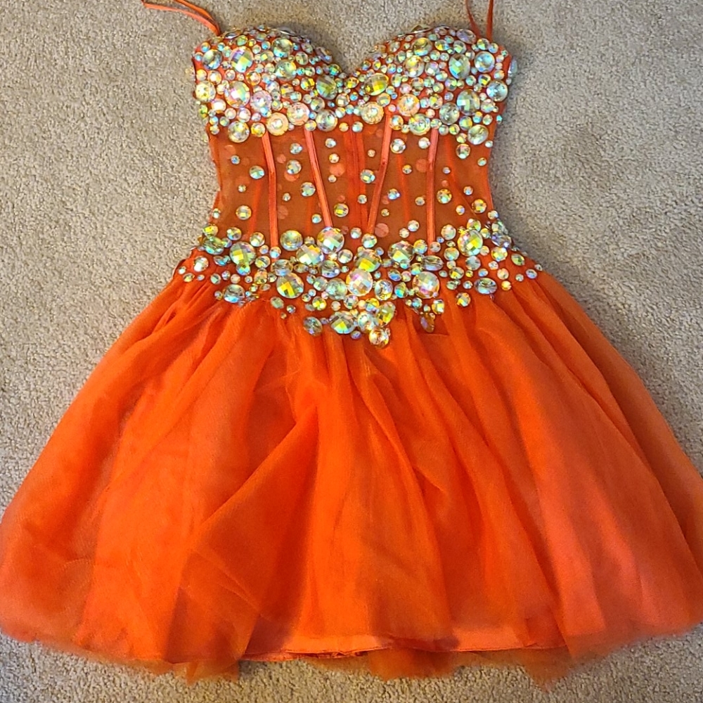 Orange bedazzled dress
